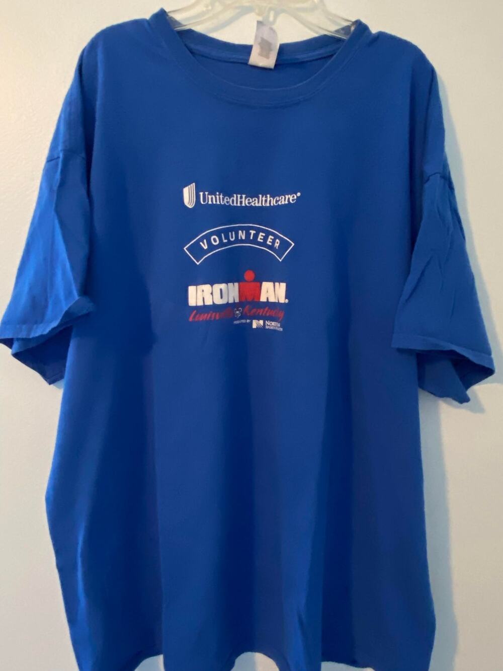 Mens Blue Ironman Race Volunteer Shirt XXL Pre Owned